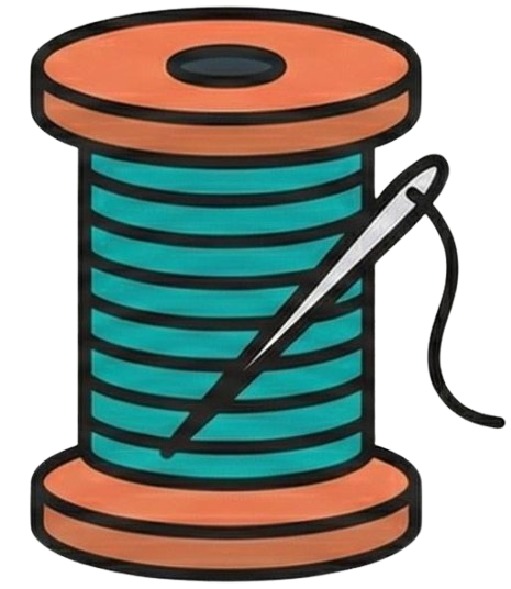 Turquoise thread spool with needle